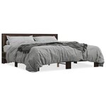 vidaXL Cadre de lit chêne marron 200x200 cm bois d'ingénierie et métal