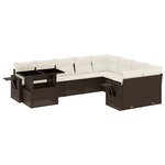 vidaXL Salon de jardin 10 Pièces avec coussins marron résine tressée