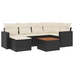 vidaXL Salon de jardin 7 Pièces avec coussins noir résine tressée