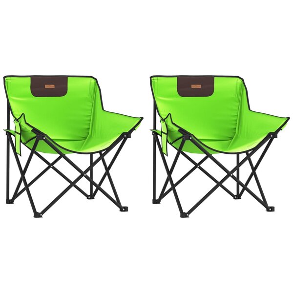 vidaXL Chaise de camping avec poche pliable lot de 2 vert