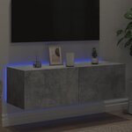 vidaXL Meuble TV mural avec lumières LED gris béton 100x35x31 cm