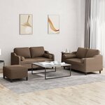 vidaXL Ensemble de canapés 3 Pièces avec coussins marron tissu