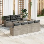 Ensemble de Canapés de Jardin 8 Pièces avec Coussins en Rattan Poly Gris Clair