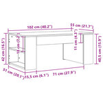vidaXL Table basse chêne fumé 102x55x42 cm bois d'ingénierie