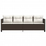 vidaXL Chaise longue avec coussins marron résine tressée