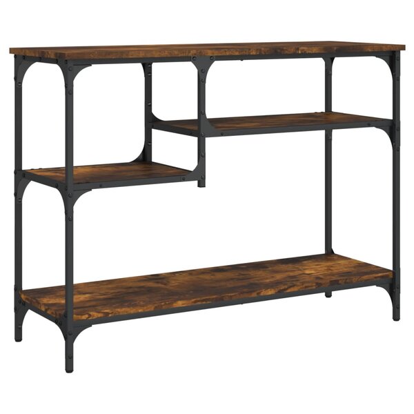 vidaXL Table console avec étagères chêne fumé 100x35x75 cm