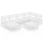 Salon de jardin meuble d'extérieur ensemble de mobilier 7 pièces bois de pin massif blanc 02_0017406
