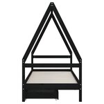 vidaXL Cadre de lit enfant tiroirs noir 80x200 cm bois de pin massif