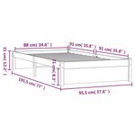 vidaXL Cadre de lit Marron miel Bois massif 90x190 cm Simple