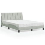 vidaXL Lit avec matelas gris clair 140x190 cm velours