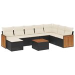 vidaXL Salon de jardin 9 Pièces avec coussins noir résine tressée