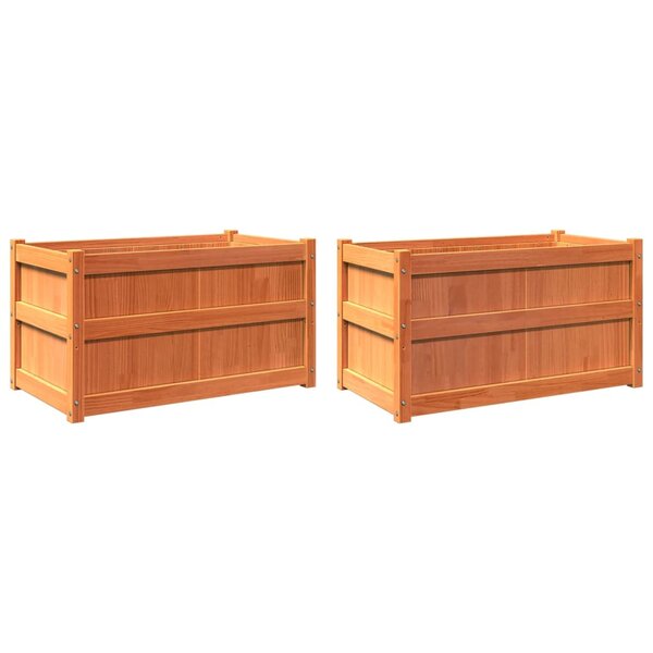 vidaXL Jardinières 2 Pièces cire marron bois de pin massif