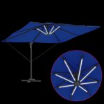 vidaXL Parasol Cantilever Roma avec LEDs Bleu Azur 286x285x270 cm Aluminium