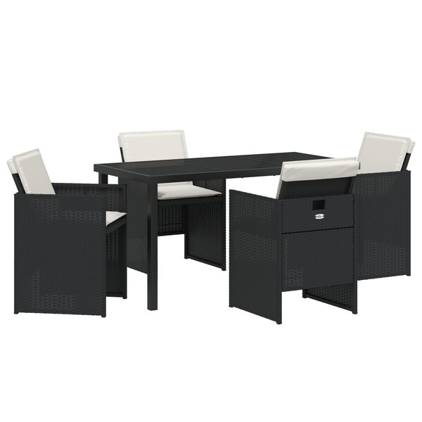 vidaXL Ensemble de salle à manger de jardin 5 pièces avec coussins en poly rattan noir