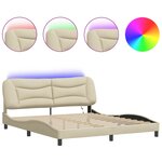 vidaXL Cadre de lit avec LED sans matelas crème 180x200 cm tissu