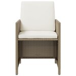 vidaXL Ensemble à manger de jardin et coussins 9 Pièces Poly rotin Beige
