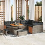 vidaXL Ensemble de 12 pièces de canapé de jardin avec coussins gris en rotin poly acacia