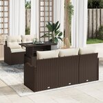 Set de Canapé de Jardin 6 Pièces avec Coussins en Rattan Poly Marron