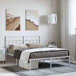 vidaXL Cadre de lit métal sans matelas et tête de lit blanc 150x200 cm