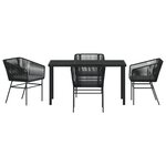 vidaXL Ensemble de salle à manger de jardin 5 pièces avec coussins en poly rattan noir