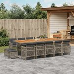 vidaXL Ensemble à manger de jardin 15 Pièces coussins gris résine tressée
