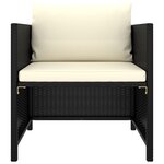 vidaXL Canapé de jardin avec coussins Noir Résine tressée
