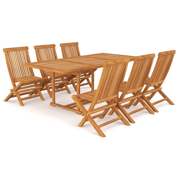 Salon de jardin meuble d'extérieur ensemble de mobilier 7 pièces bois de teck massif 02_0017424
