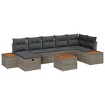 Ensemble de canapé de jardin 8 pièces gris avec coussins