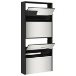vidaXL Armoire à chaussures avec miroir à 4 niveaux noir 63x17x134 cm