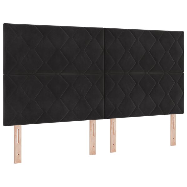 vidaXL Lit Box Spring avec Matelas Noir Super King Velours