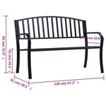 vidaXL Banc de jardin Noir 120 cm Acier