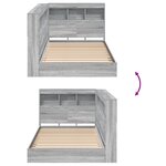 vidaXL Lit bibliothèque gris Sonoma 90x200 cm en bois d'ingénierie