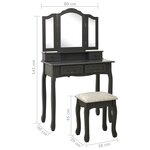 vidaXL Ensemble de coiffeuse avec tabouret Gris 80x69x141 cm Paulownia
