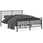 vidaXL Cadre de lit métal sans matelas avec pied de lit noir 140x190cm