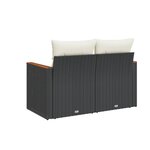 vidaXL Canapé de jardin avec coussins 2 places noir résine tressée