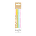 12 bougies longues torsadées pastel - 12cm