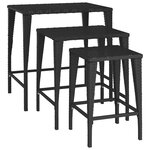 vidaXL Tables gigognes de jardin 3 Pièces noir résine tressée