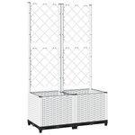 vidaXL Jardinière avec treillis Blanc 80x40x136 cm PP