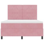Lit Box Spring vidaXL avec Matelas & LED Rose 140x190 cm Velours