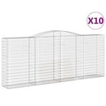 vidaXL Paniers à gabions arqués 10 Pièces 400x50x160/180 cm fer galvanisé