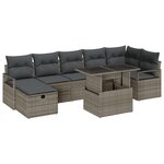 Canapé Jardin 8 Pièces avec Coussins Gris Poly Rattan