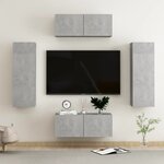 vidaXL Ensemble de meubles TV 4 Pièces Gris béton Bois d'ingénierie