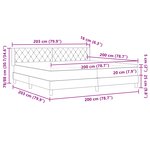 Lit à ressort vidaXL avec matelas Gris foncé 200x200 cm Velours
