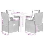 vidaXL Ensemble à manger de jardin 5 Pièces et coussins marron poly rotin