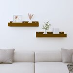 vidaXL Étagères murales 2 Pièces Marron miel 50x12x9cm Bois de pin massif
