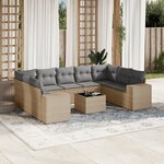 vidaXL Salon de jardin avec coussins 10 Pièces beige résine tressée