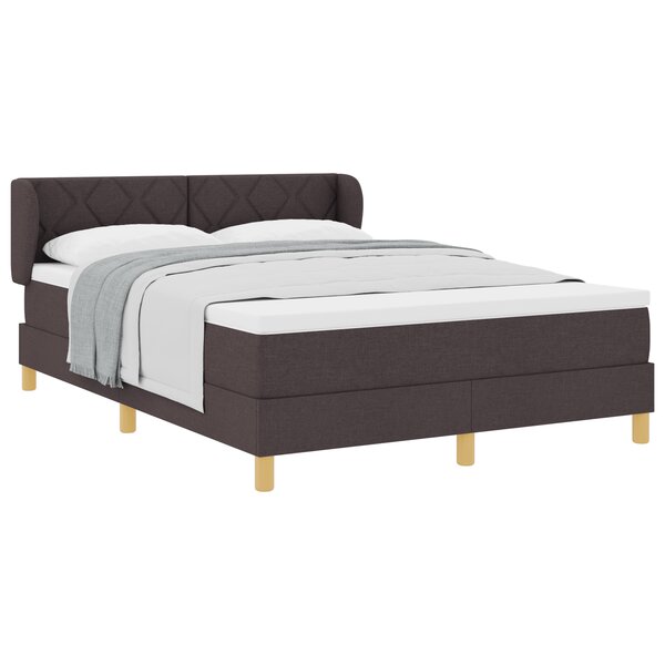 Lit box spring vidaXL avec matelas marron foncé 140x200 cm en tissus