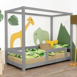 Lit cabane enfant BUNKY 90 x 180 gris