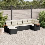 vidaXL Salon de jardin 7 Pièces avec coussins noir résine tressée