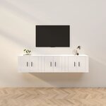 vidaXL Meubles TV muraux 3 Pièces blanc brillant 57x34 5x40 cm